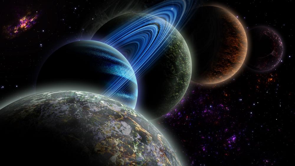 Majestic Planetary Alignment in Space wallpaper