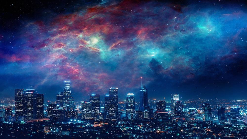 Los Angeles fantasy night cityscape wallpaper