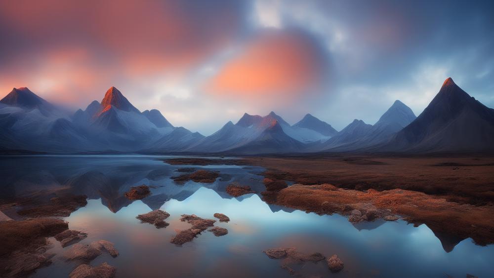 Majestic Mountain Mirrors at Dusk wallpaper