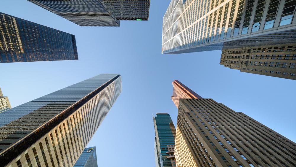 Worm's-Eye View of Skyscrapers in Toronto's Financial District wallpaper