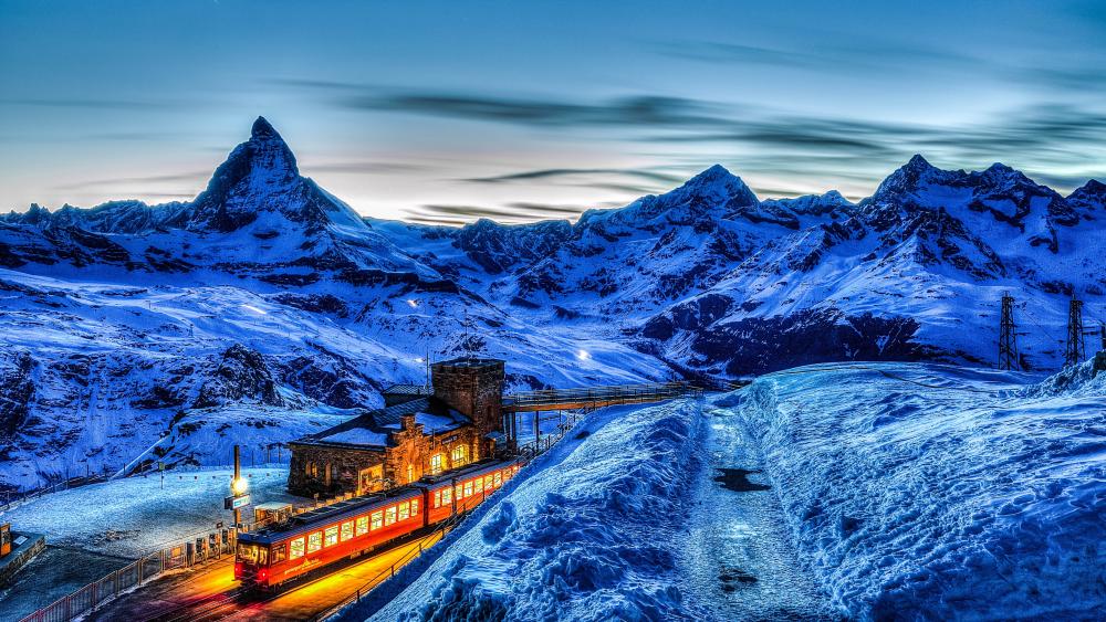 Train by the Matterhorn wallpaper