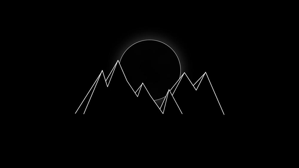 Minimalist Mountain Peaks and Sun Design wallpaper