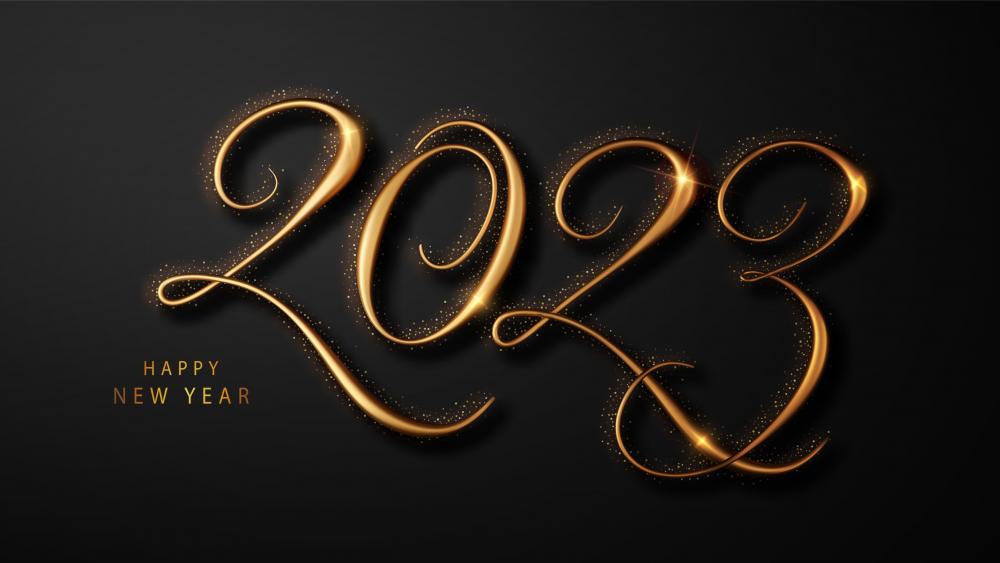 Elegant Golden 2023 New Year Greeting wallpaper