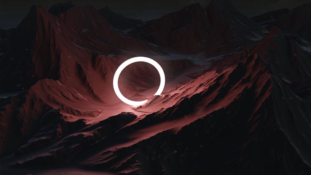 Neon Ring Over Mystic Red Mountains wallpaper