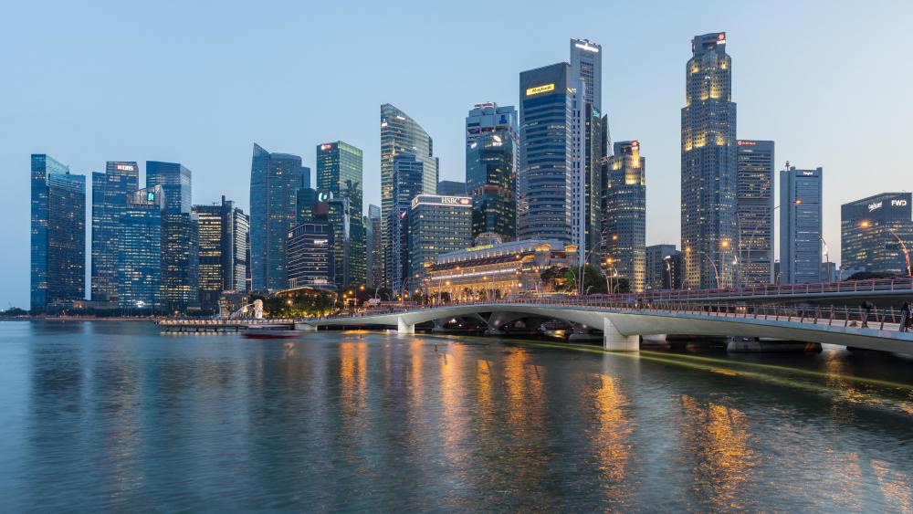 Skyline of the Central Business District of Singapore wallpaper