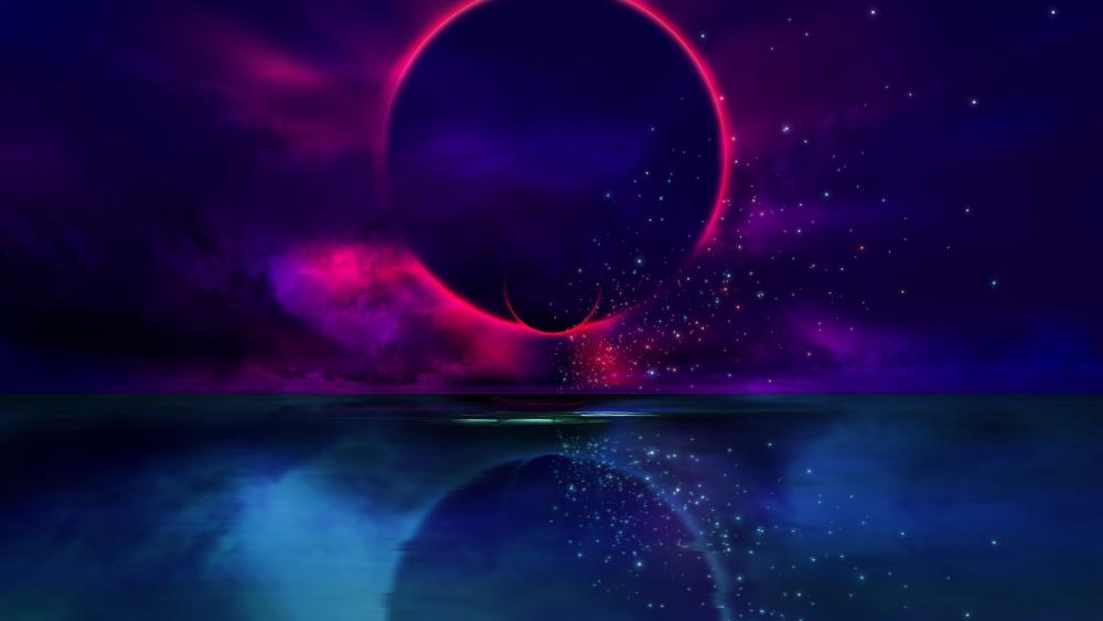 Eclipse Over Tranquil Waters wallpaper