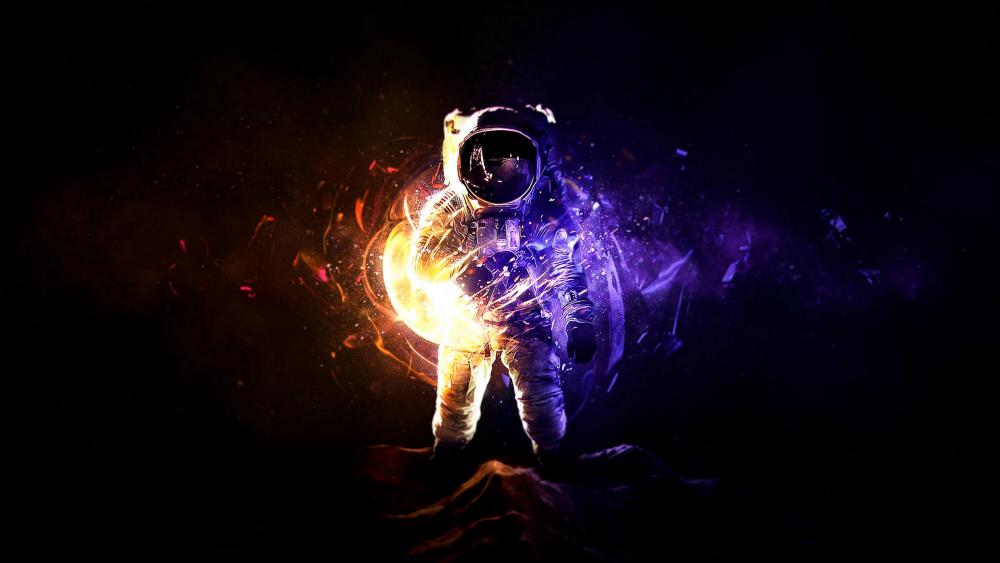 Astronaut amidst Cosmic Energy wallpaper