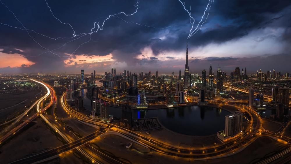 Thunderstorm in Dubai wallpaper