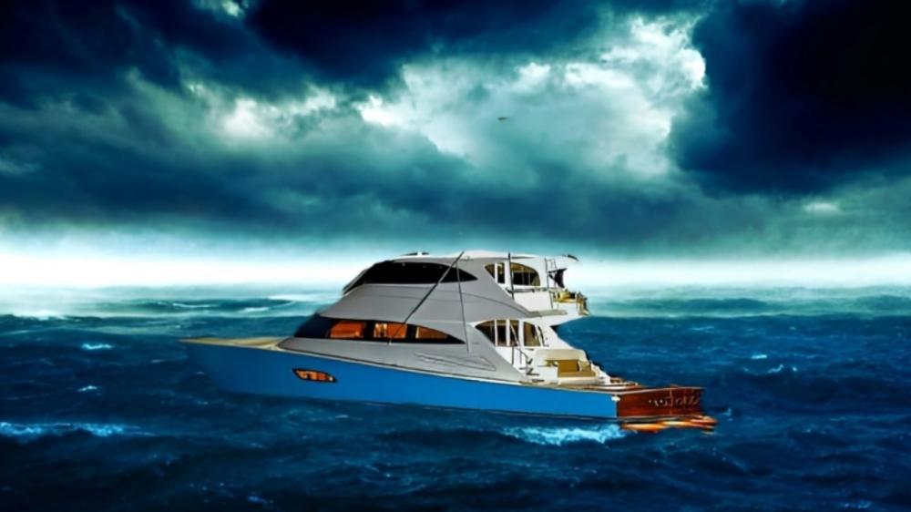 A cool photo of a boat on stormy waters wallpaper