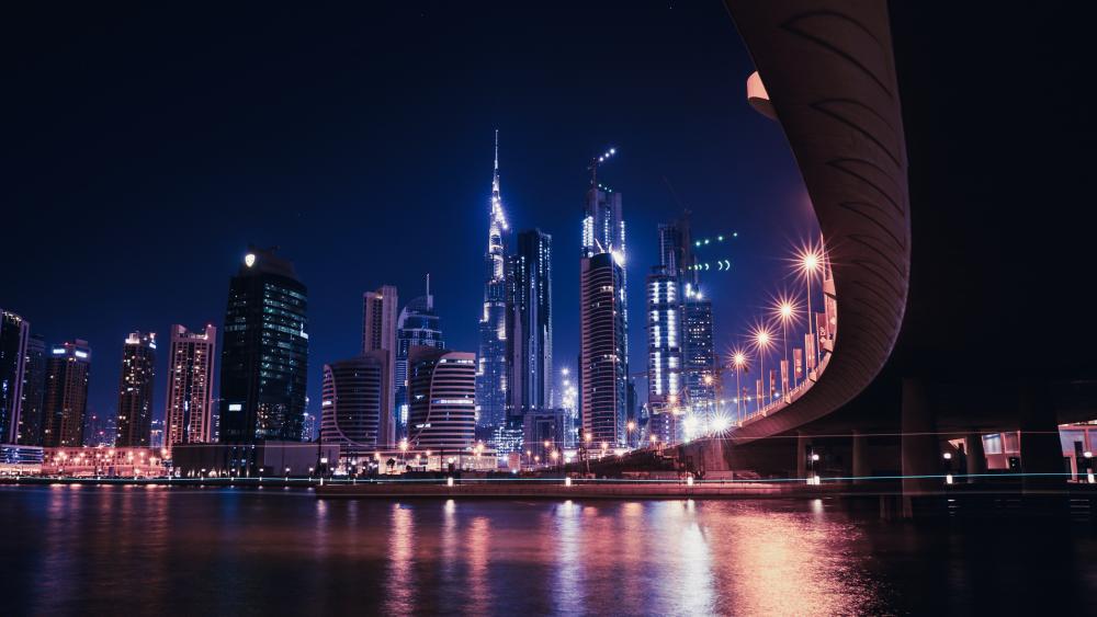 Dubai night cityscape wallpaper