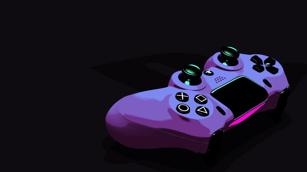 Glowing PlayStation Controller in the Dark wallpaper