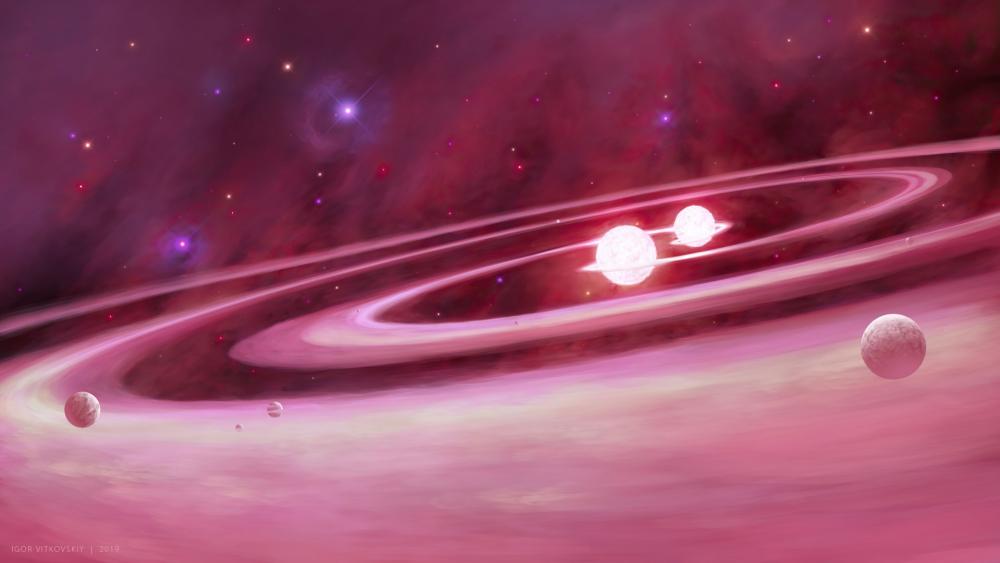 Pink solar system wallpaper