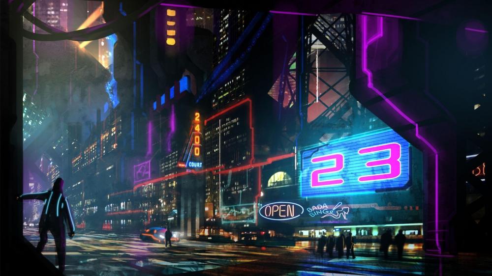 Neon Drenched Nightscape of Tomorrow wallpaper