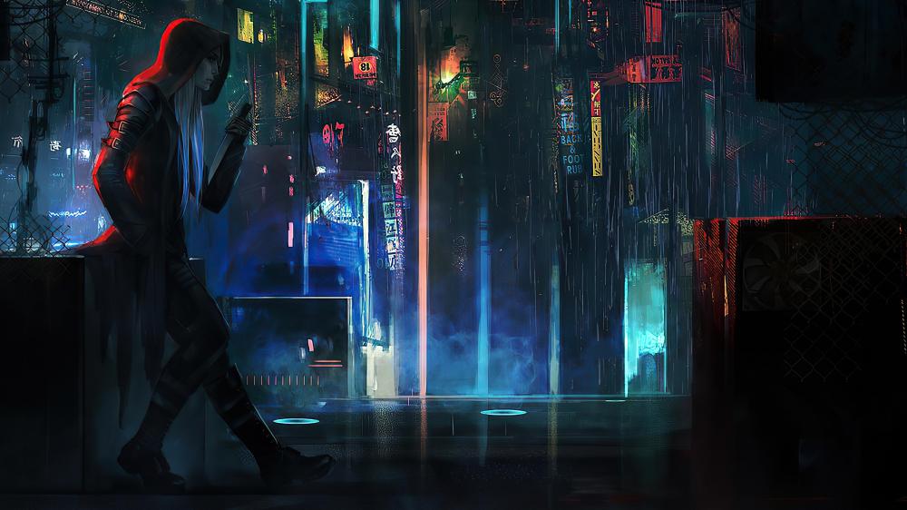 Neon Shadows in Cyberpunk Metropolis wallpaper