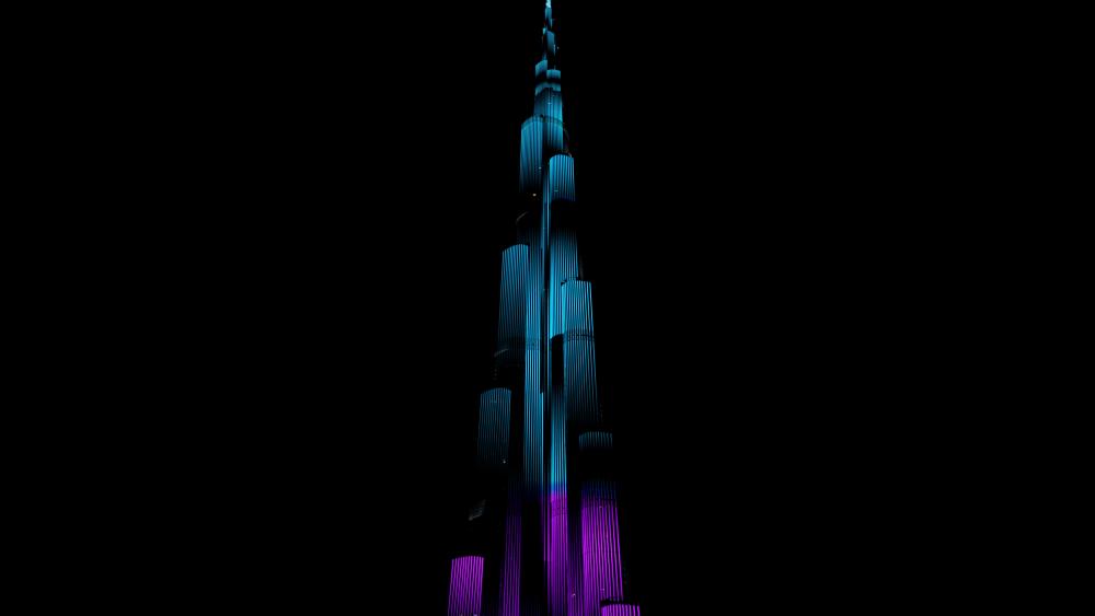 Neon Burj Khalifa wallpaper