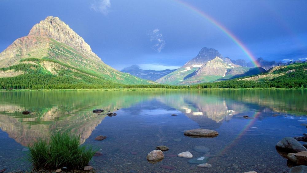 Rainbow over the Swiftcurrent Lake, Glacier National Park wallpaper