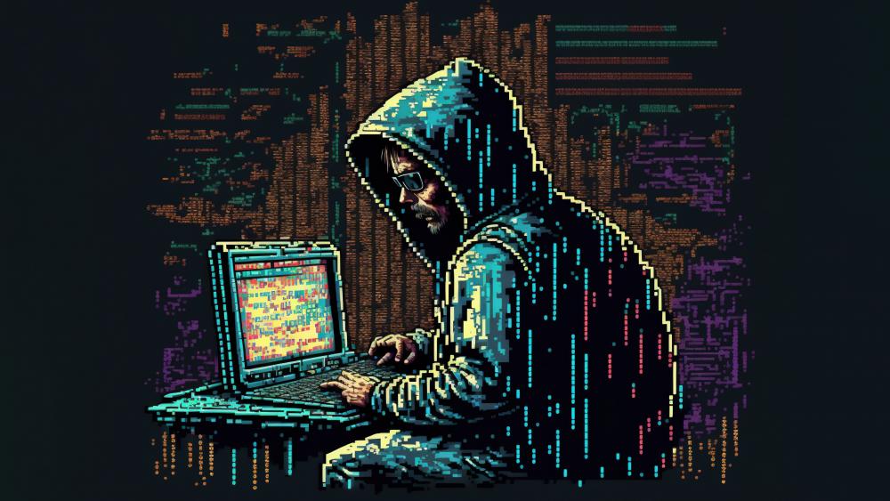 Pixelated Hacker in Action wallpaper