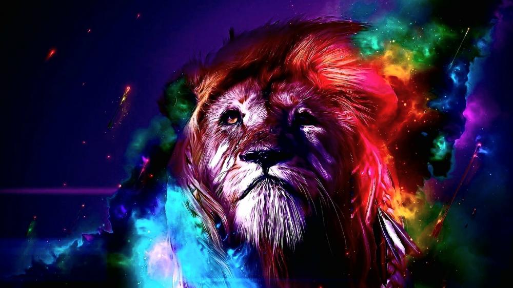 Colorful Nebula lion wallpaper