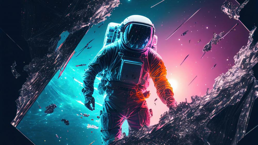 Astronaut Adrift in Cosmic Splendor wallpaper