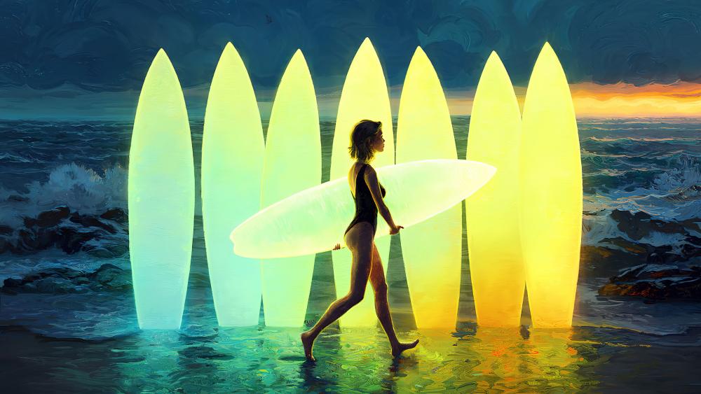 Glowing surf wallpaper