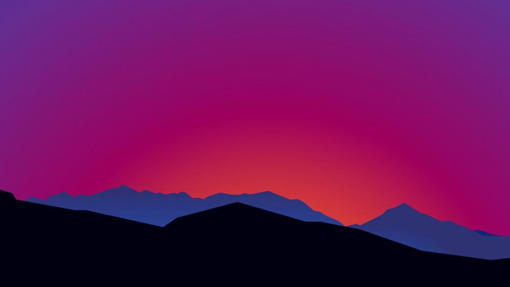 Neon Mountain Silhouette at Dusk wallpaper