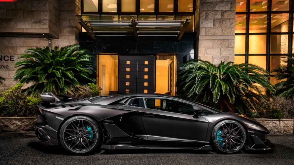 Sleek Aventador SVJ Showcased in Elegance wallpaper