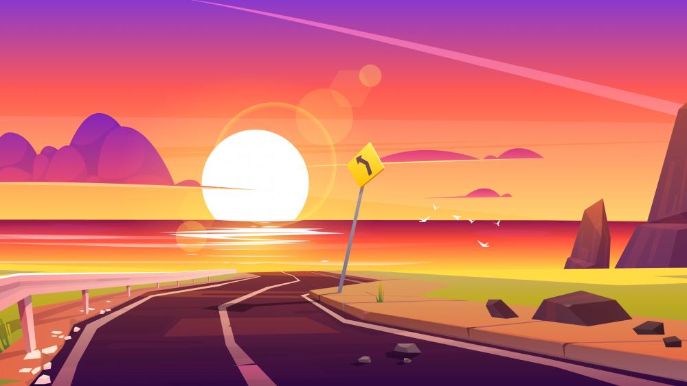 Serenity on the Open Road at Dusk wallpaper