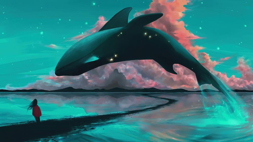 Mystical Orca Leap at Dusk wallpaper
