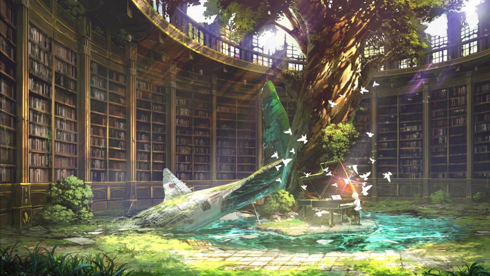 Nature Reclaims Abandoned Library wallpaper