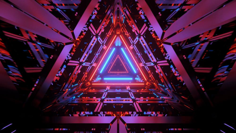 3D Neon triangles wallpaper