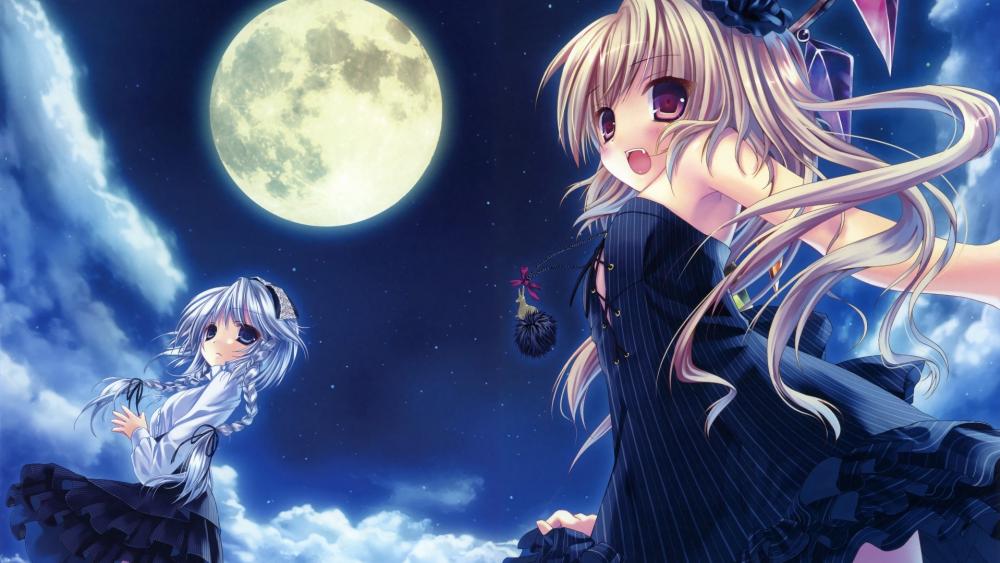 Moonlit Vampire Anime Beauties wallpaper