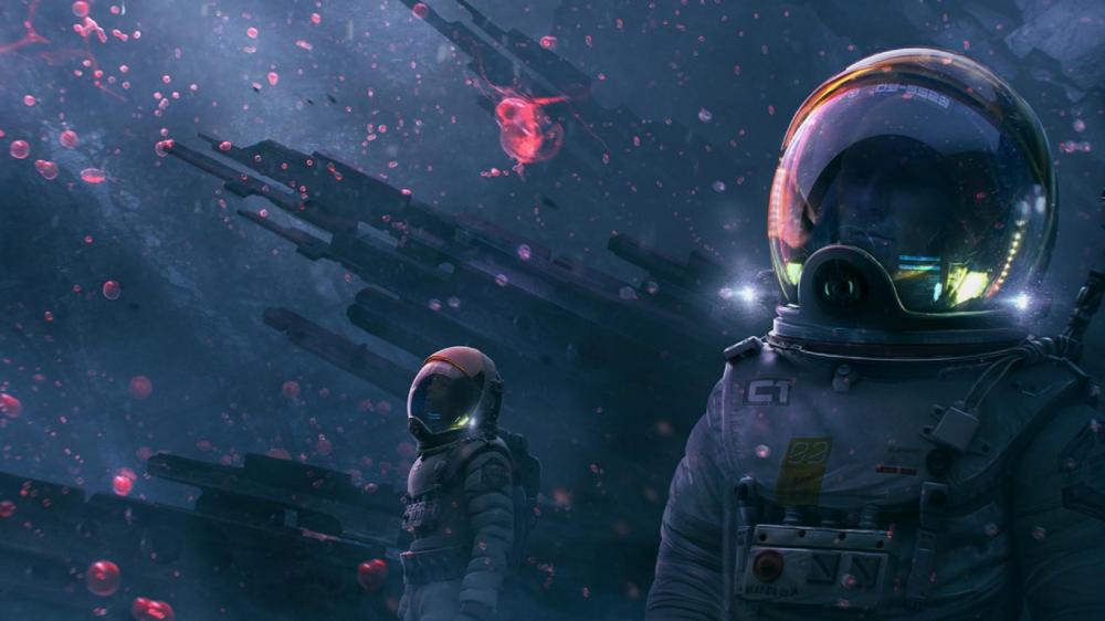 Astronauts Amidst Stardust and Mystery wallpaper