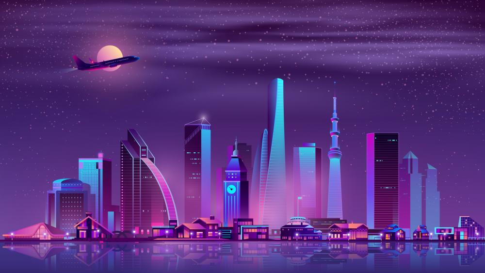 Futuristic Cityscape at Twilight wallpaper