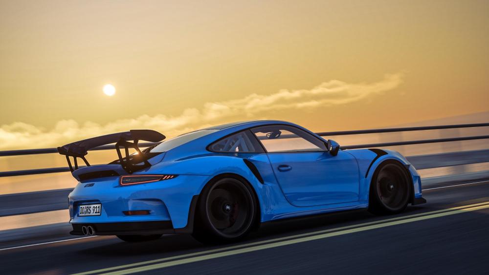 Sunset Drive with the Porsche 911 GT3 wallpaper