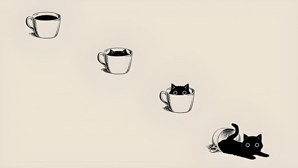 Cat in coffee cup wallpaper