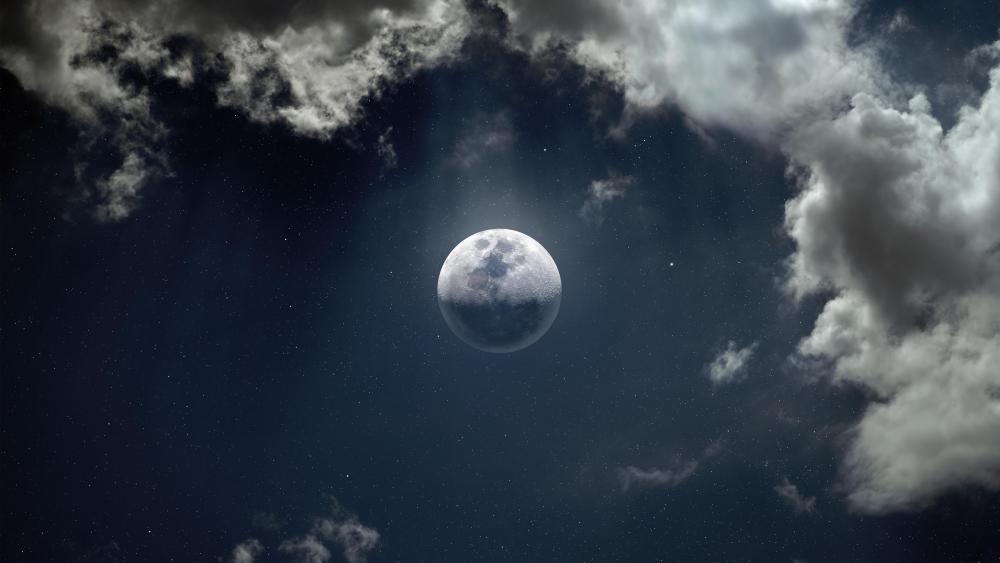 Moonlit Whispers in the Cloudy Night Sky wallpaper