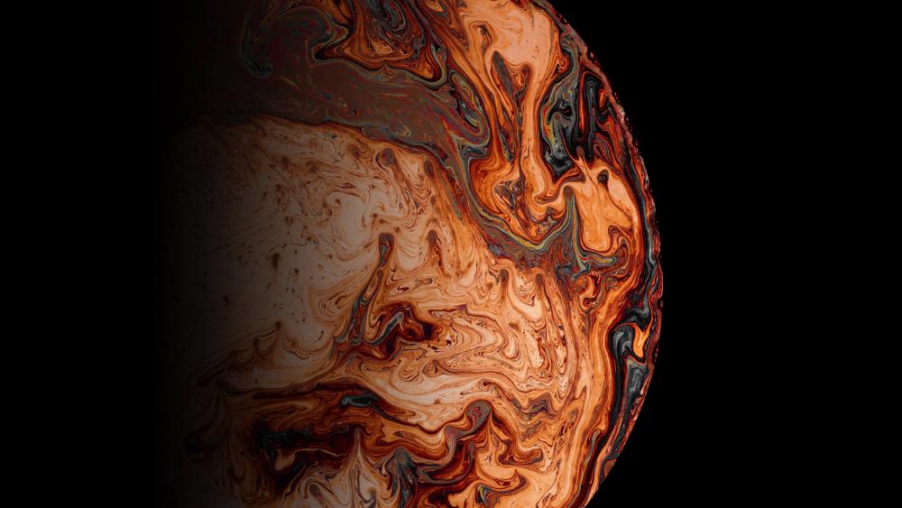 Marbled Planet in Cosmic Shadows wallpaper