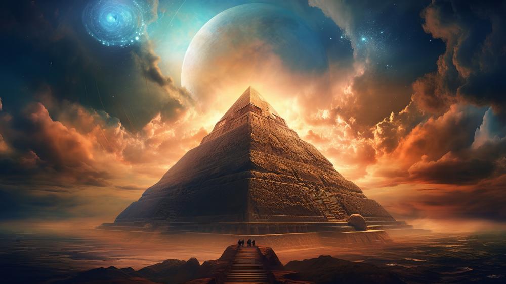 Mystical Pyramid Under an Alien Sky wallpaper