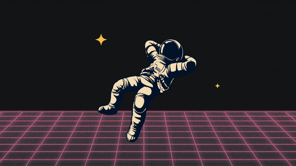 Spaceman chilling in virtual space ART wallpaper