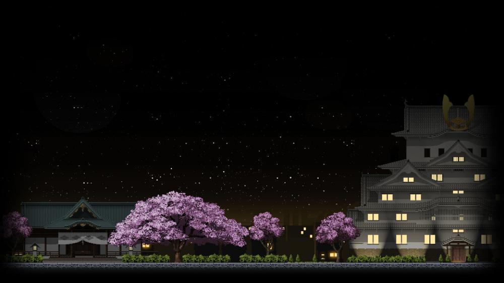 Cherry Blossoms at Night in Pixel Art wallpaper