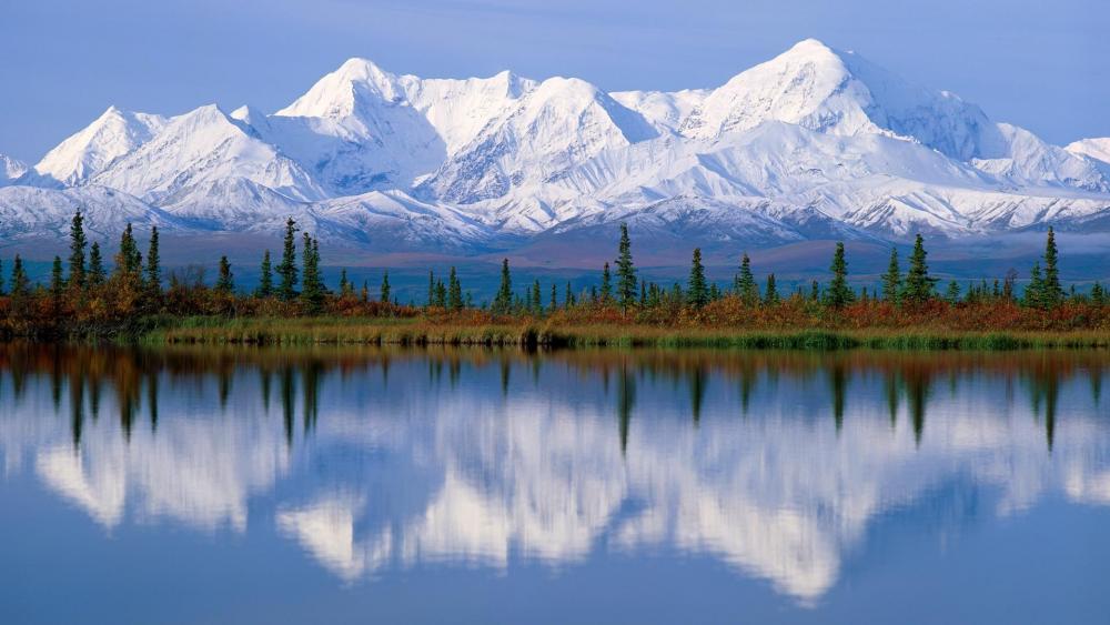 Alaskan Peaks Mirrored in Serenity wallpaper