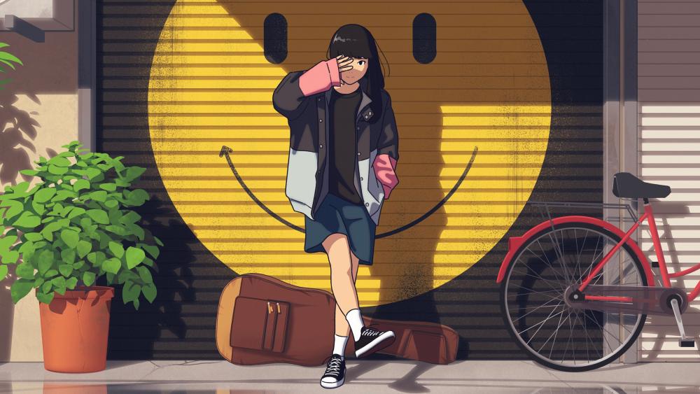 Anime Travel Vibes in Sunset Glow wallpaper
