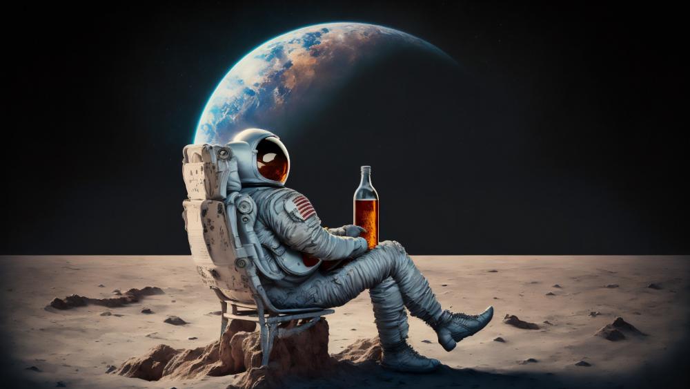 Astronaut on the moon wallpaper