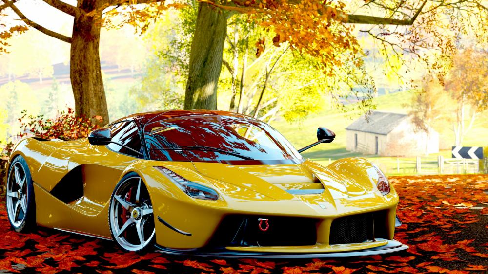 Autumn Drive Supercar Beauty wallpaper