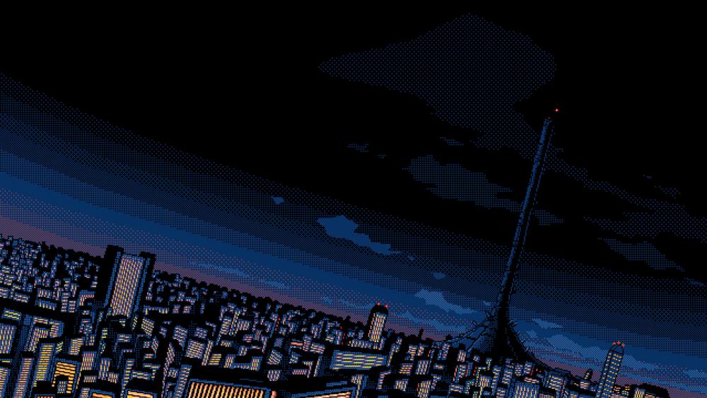 Digital Dreamscape of Pixelated City at Night wallpaper