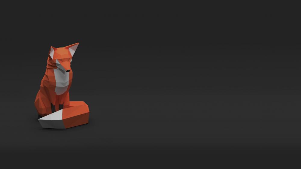 Low-Poly Fox on Dark Background wallpaper