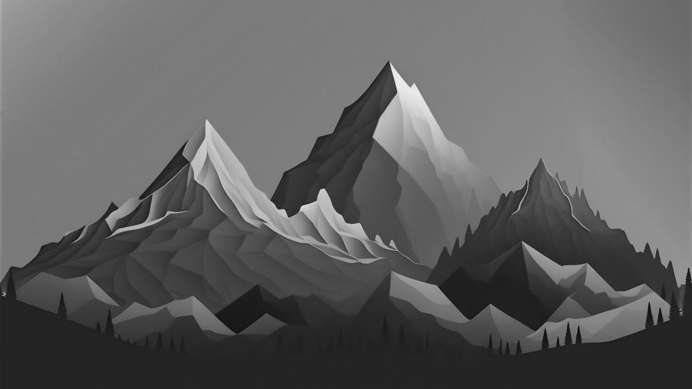 Monochrome Mountain Majesty wallpaper