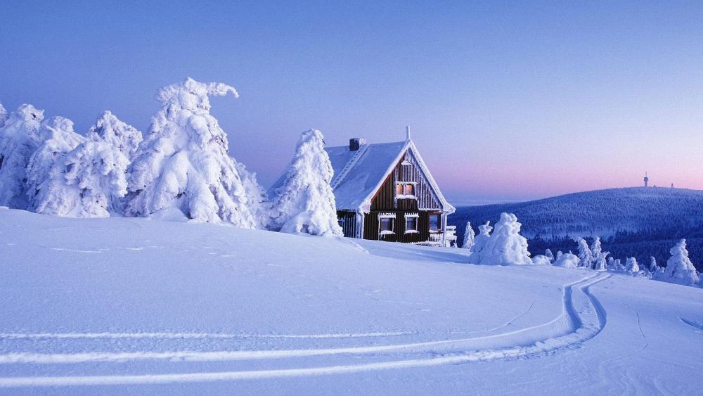 Winter Wonderland Cottage Retreat wallpaper