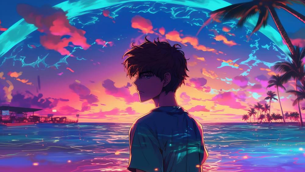 Anime Sunset Dreamscape wallpaper