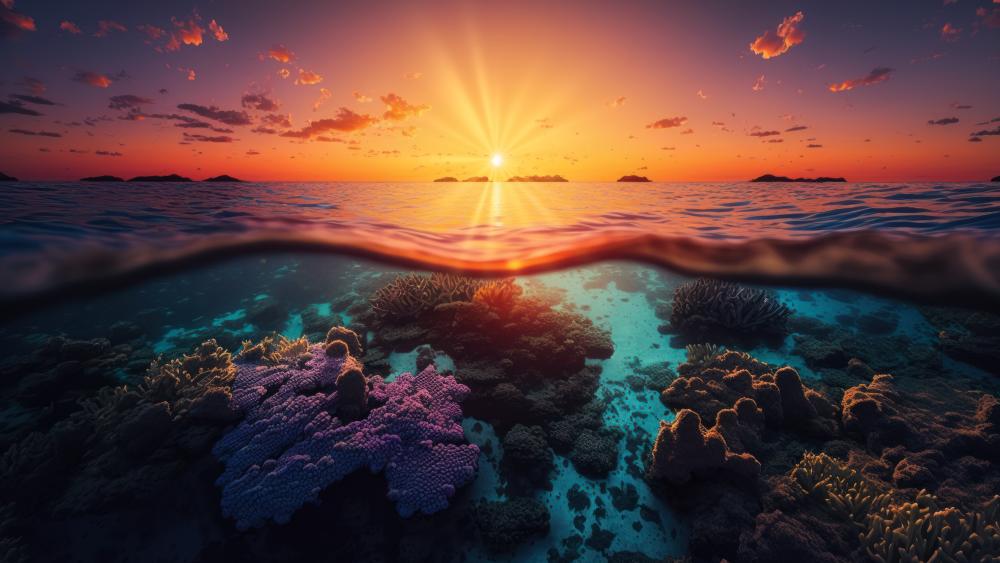 Underwater sunset wallpaper